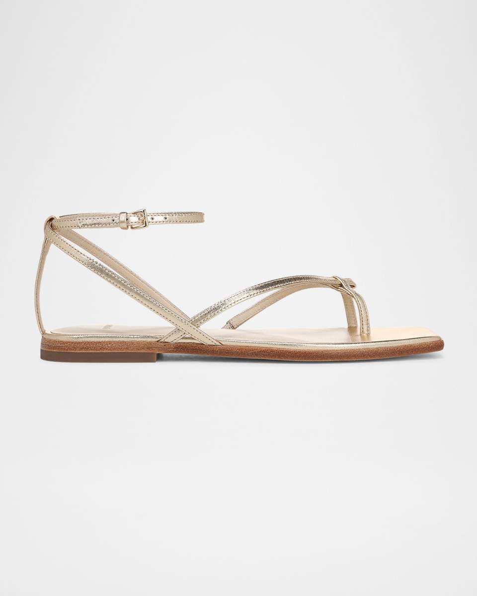 Ali Metallic Crisscross Flat Sandals